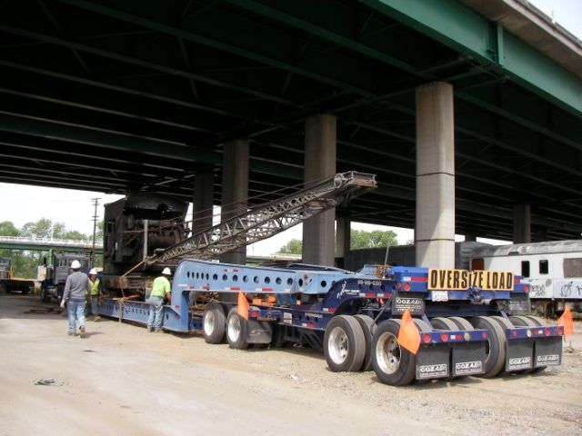 crane loaded on truck