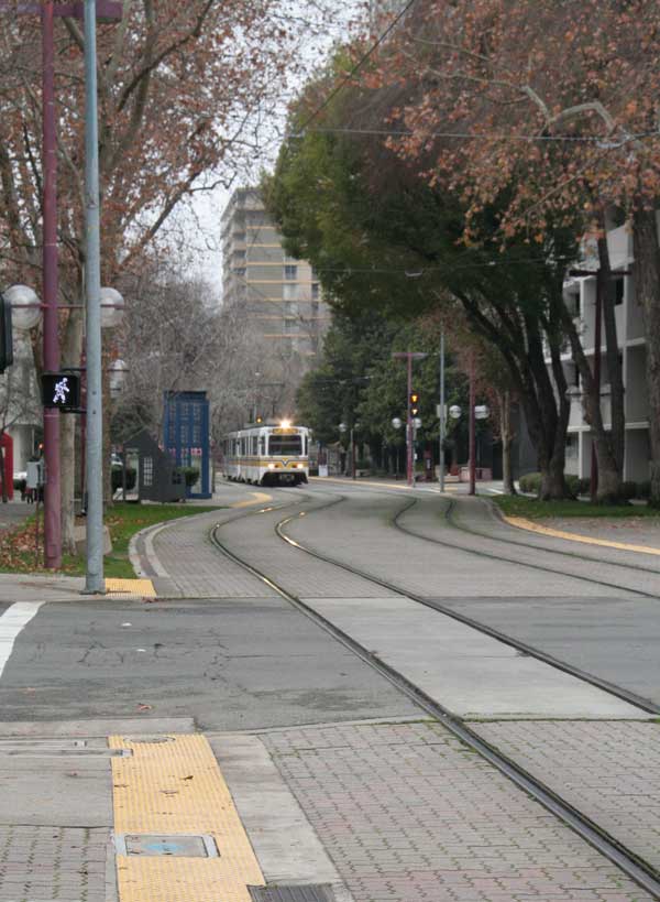 Light Rail arriving at California Museum